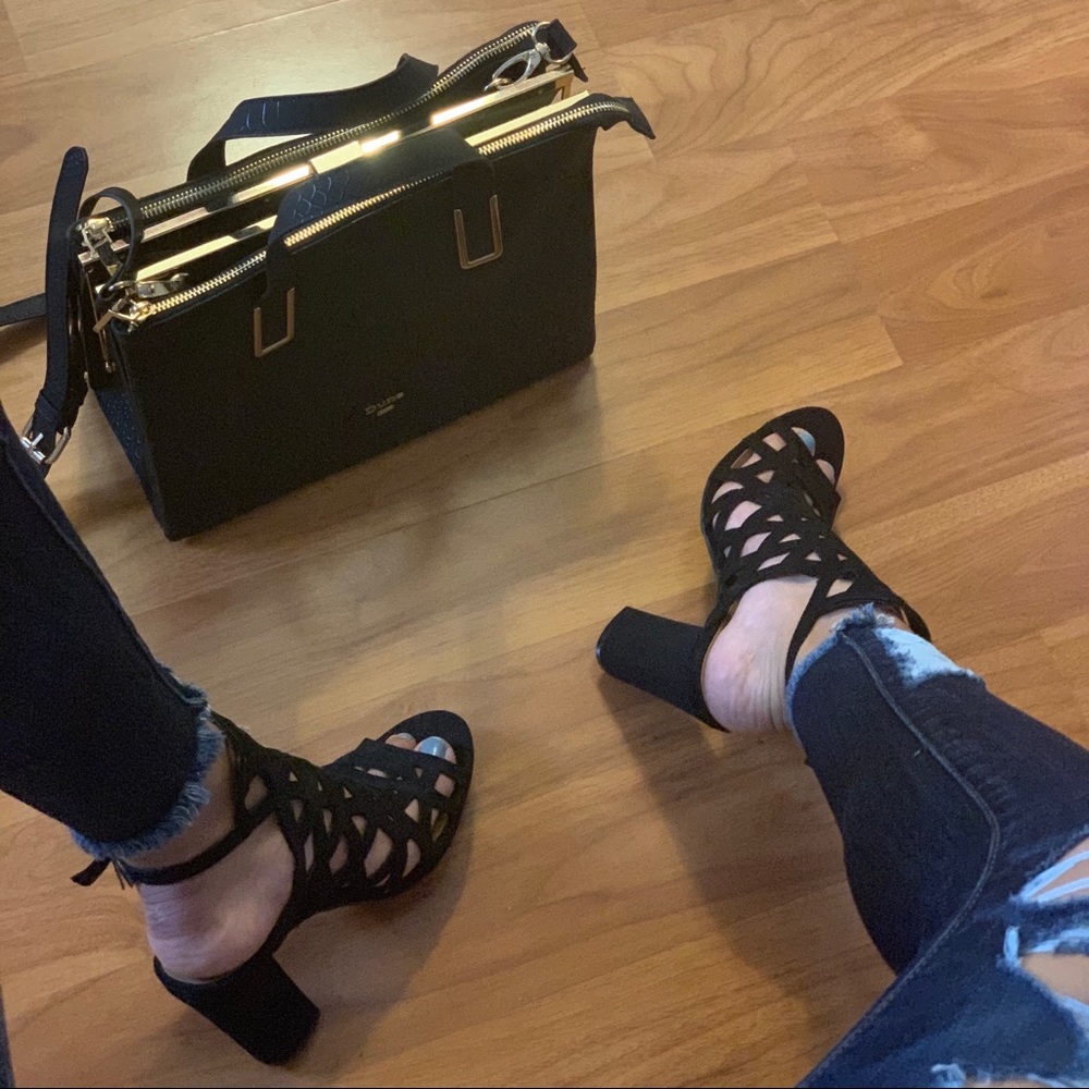 Black Tall Suede-like Heels